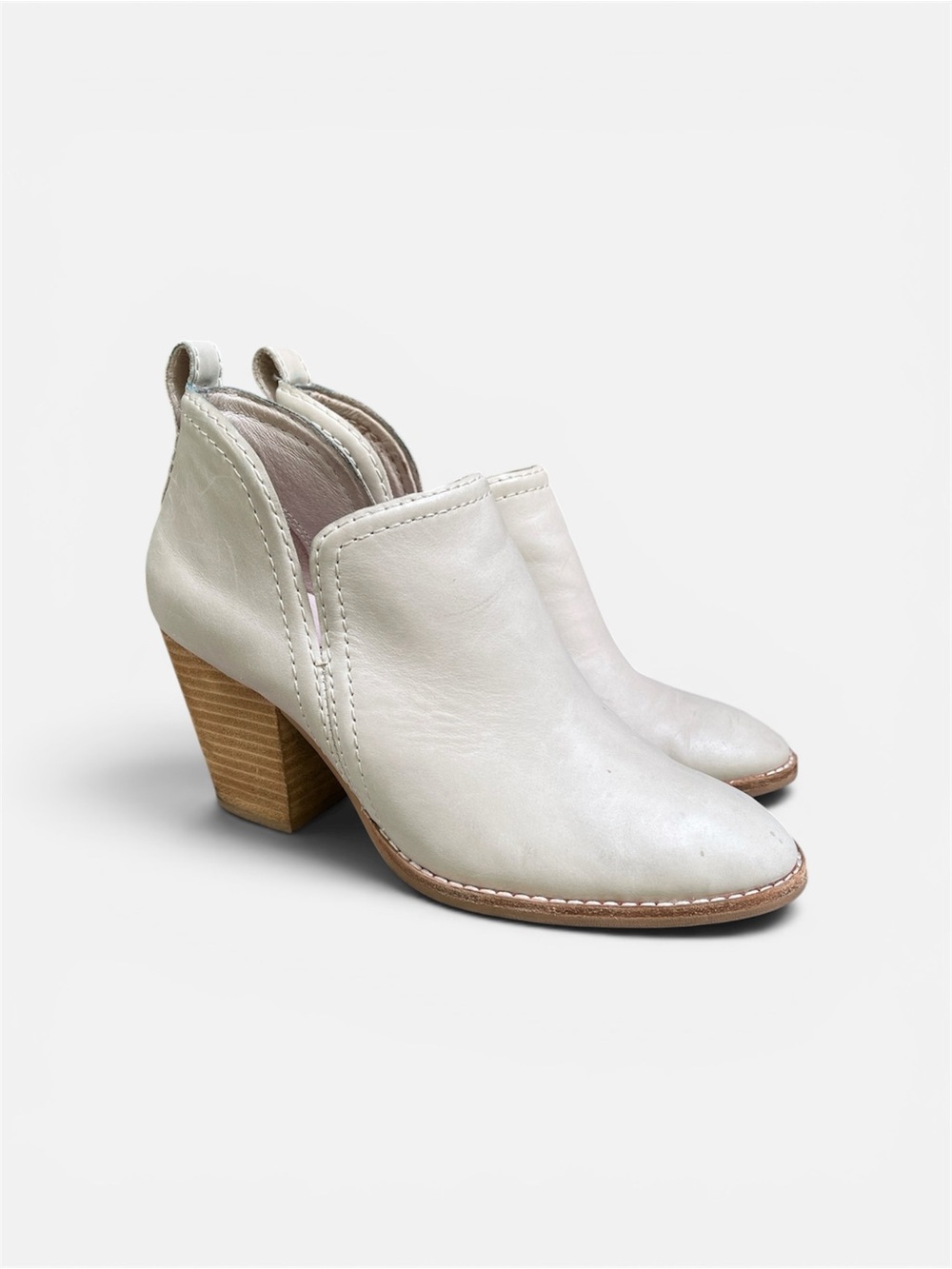 Jeffrey Campbell Rosalee Leather Split Shaft Western Cowboy Boot in Ivory Sz 6 - Picture 2 of 12